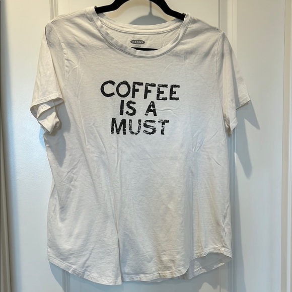 Old Navy Coffee Is A Must Graphic Tee Short Sleeve Casual Top Size L - Picture 1 of 3